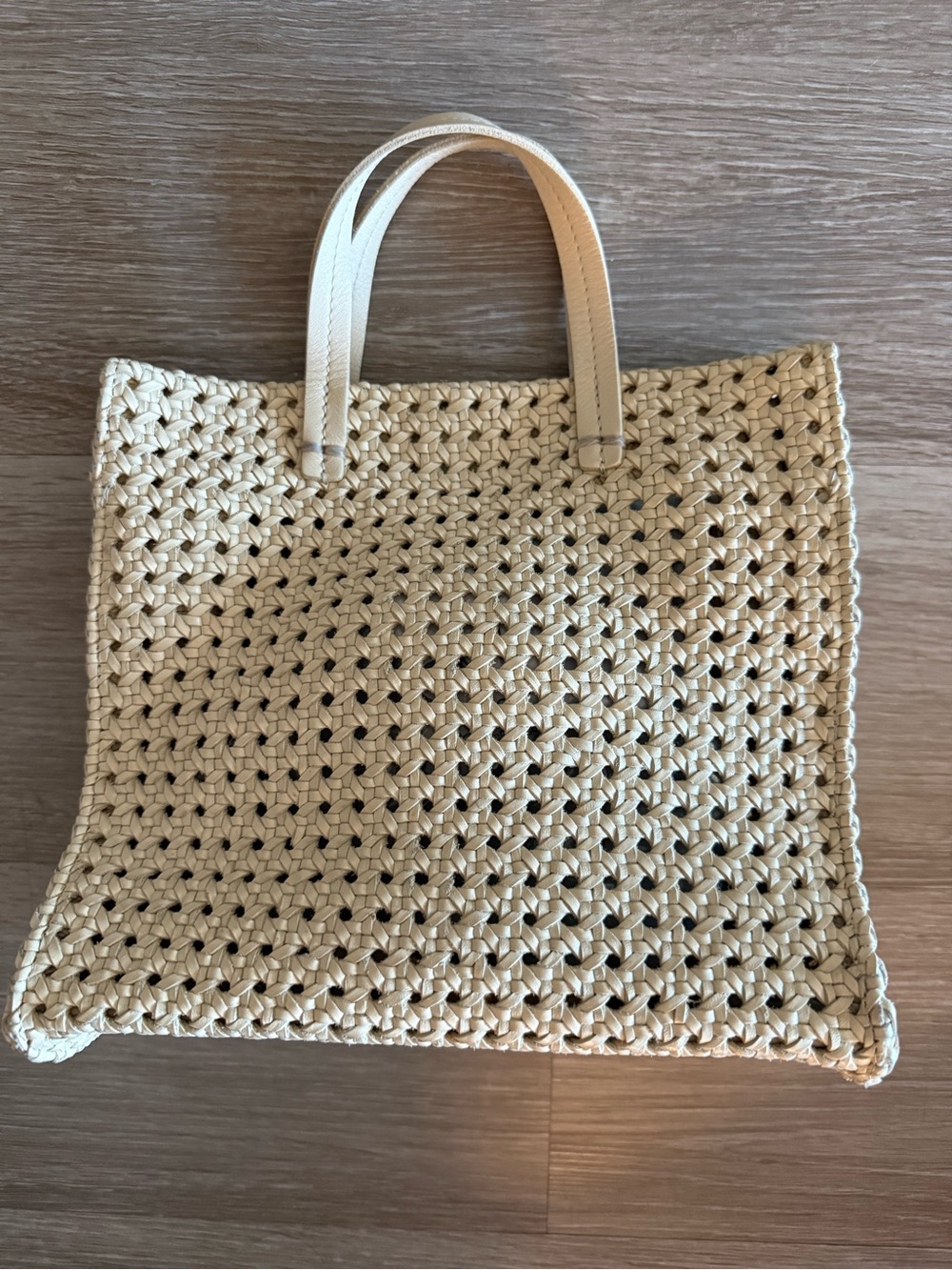 Clare V. Petit Simple Tote Woven Rattan - Cream
